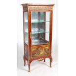 A late 19th/ early 20th century French mahogany and gilt metal mounted vitrine, the marble top above