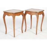 A pair of French marquetry and gilt metal mounted rectangular occasional tables, the rectangular