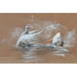 ARR AR Annabel Playfair Runner Ducks and Ducks two charcoal and chalk, both signed lower right,