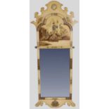 An early 20th century ivory coloured Chinoiserie decorated wall mirror, with rectangular mirror