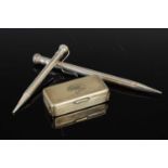 A sterling silver ‘Life Long’ propelling pencil, a silver plated ‘Eversharp’ propelling pencil and a