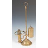 A 19th century brass oil lamp, with two adjustable sections the burner section stamped 'PATENT No.