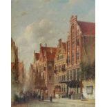 Petrus Geradus Vertin (1819-1893) Northern European street scene with figures oil on canvas,