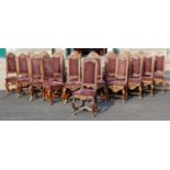 A matched set of twenty nine upholstered high back side chairs, comprising fourteen chairs with