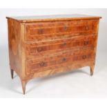 An 18th century Italian walnut and marquetry inlaid commode, the rectangular top centred with inlaid