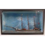 A late 19th century cased model ship, 'The Hippolyta', in ebonised display case with glass front,