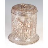 A large Victorian silver-plated biscuit barrel, makers mark of 'Elkington & Co', the hinged cover