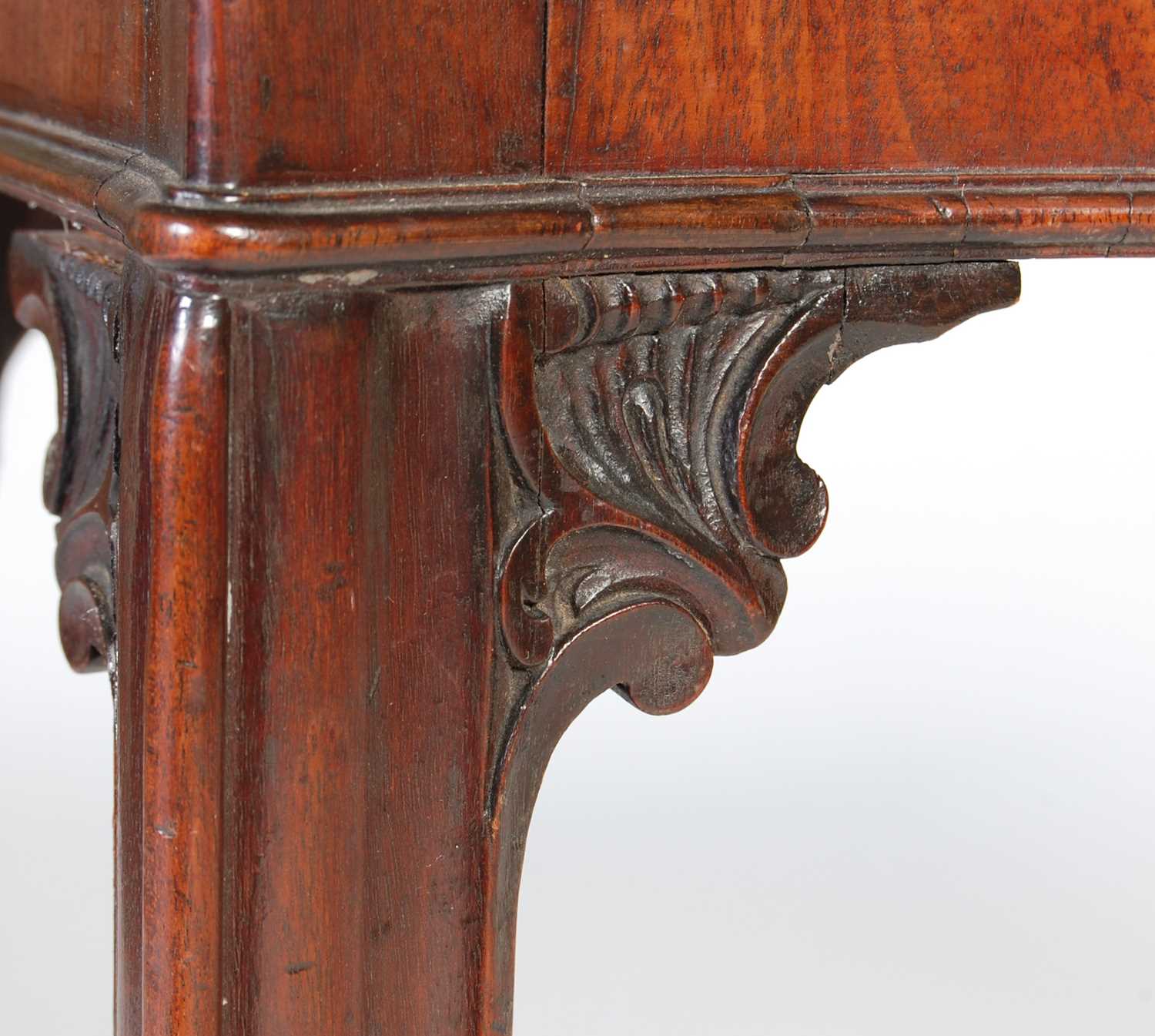 A George III mahogany serpentine card table, the shaped top with moulded edge opening to a green - Image 7 of 12