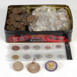 A collection of assorted coins, to include; a large collection of assorted Victorian one pennies,