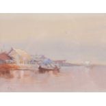 Late 19th/ 20th century Burmese School Boats on the Irrawaddy River, a pair watercolours, signed