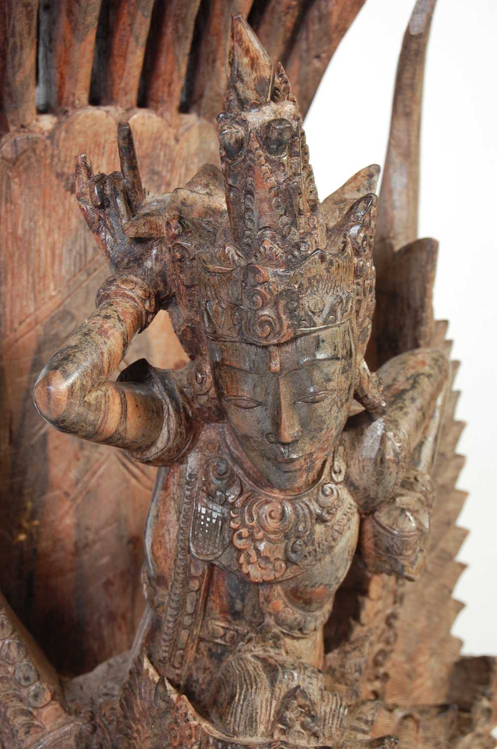 An Indonesian carved hardwood figure of Garuda and dragons, 97.5cm high. - Image 4 of 6