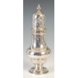 A George V silver sugar caster, London, 1913, makers mark of 'S.D.L.D'., 22.5cm high, 9.7 troy ozs