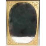 A 19th century and later giltwood rectangular wall mirror, the oval bevelled mirror plate within