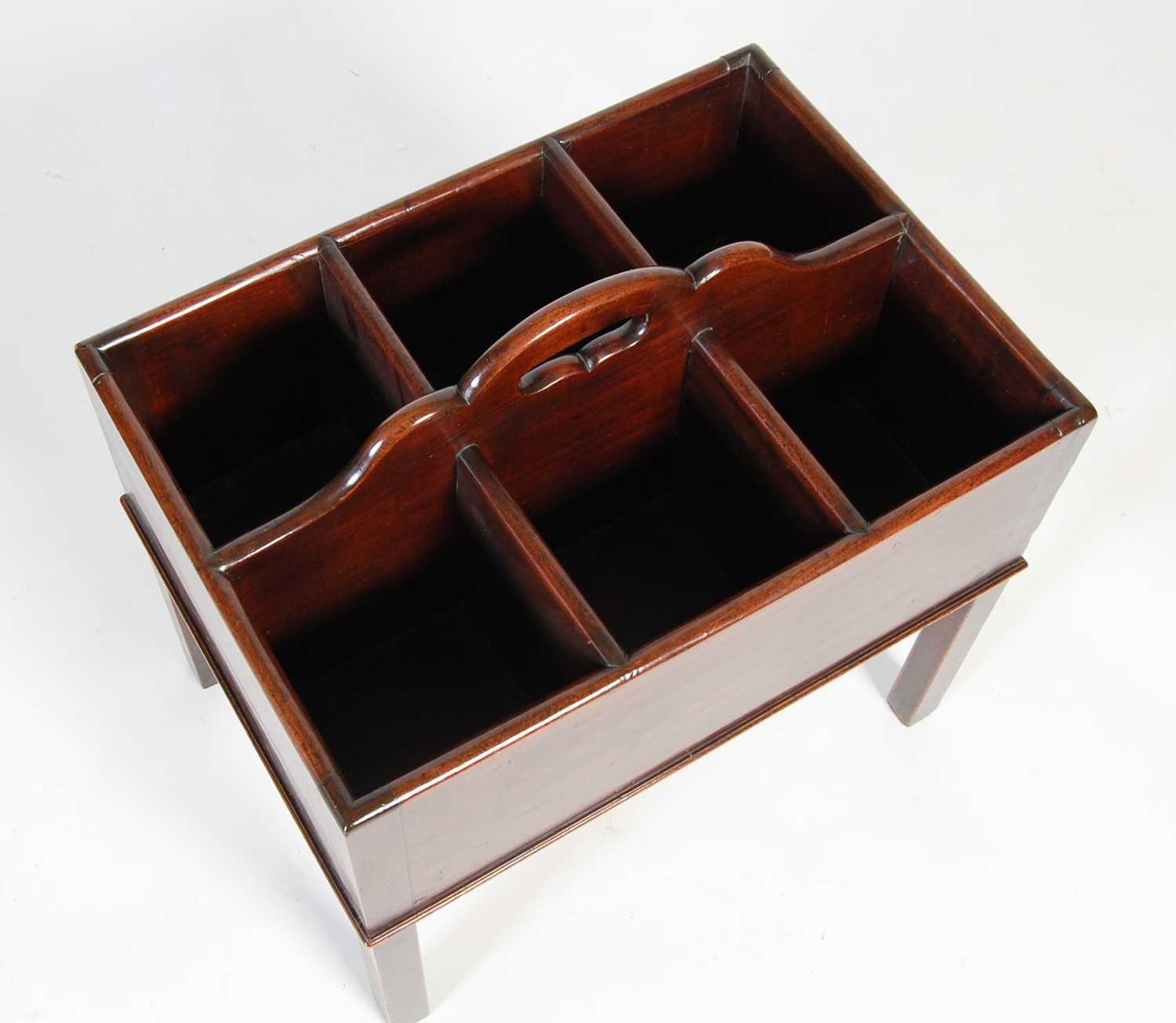 A 19th century George III style mahogany bottle stand, of rectangular form with six division - Image 2 of 6