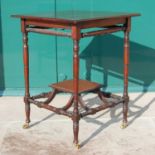 A late 19th century mahogany occasional table, in the style of E. W. Godwin, the square top with a