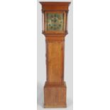 A late 18th/ early 19th century oak longcase clock, James Monkhouse, Carlisle, the brass dial with