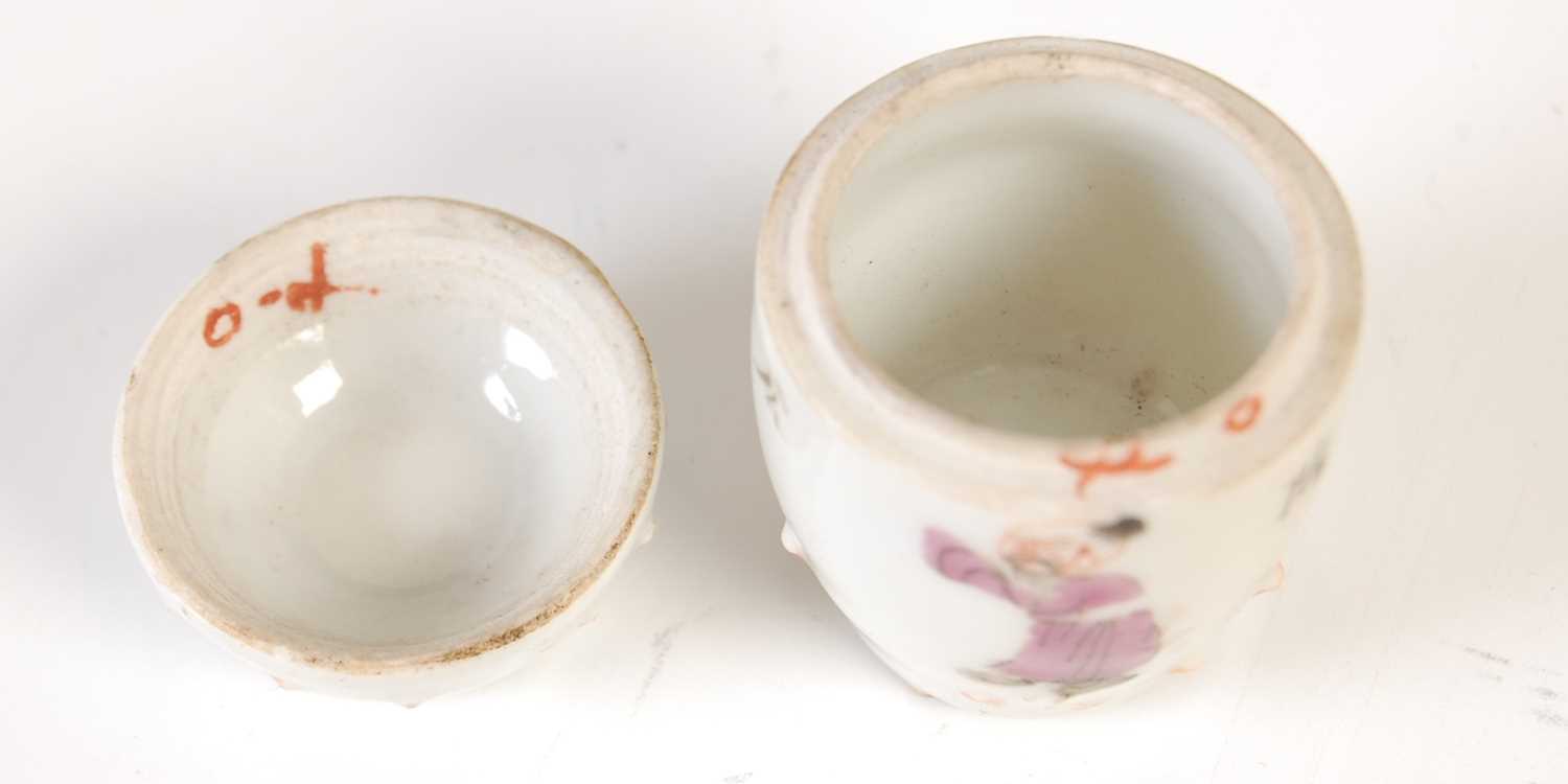 A small group of Chinese famille rose decorated porcelain, Qing Dynasty, comprising two graduated - Image 7 of 19