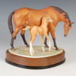 A limited edition Royal Worcester model of 'Prince's Grace and Foal', modelled by Doris Lindner,