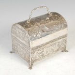 A 19th century Dutch silver casket, import marks for London, 1890, LL, rectangular shaped with