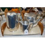 A four piece Picqout ware teaset and tray