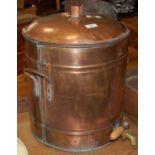 A vintage eight gallon copper (lined with tin) hot water urn/ pot.