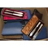 Box - Assorted cased EPNS cutlery and flatware