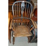 A 19th century elm Windsor chair