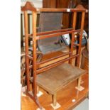 An Edwardian mahogany inlaid towel rail, together with an 'Eedee' bed table.