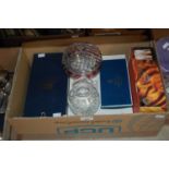 Two boxes - assorted glassware to include a boxed Thomas Webb crystal decanter and stopper, box of