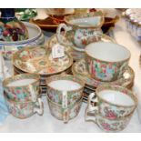 A small group of 19th century Chinese famille rose canton porcelain tea/ dinner ware comprising