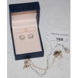 A cased pair of Sterling silver and pearl earrings, Contessa di Capri, together with two silver