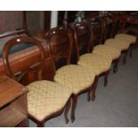 A set of six balloon back chairs with yellow upholstered seats