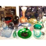 A collection of mainly mid-century studio art glassware to include examples by Murano and others.