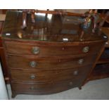 A 19th century mahogany bowfront chest of four long graduated drawers, together with a stained