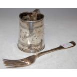 London silver fork, makers mark TB, date mark L 1806-07, together with a Birmingham silver