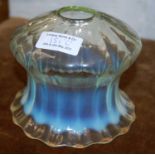 A late 19th century Arts and Crafts vaseline glass frill-rim light shade, 10cm high.