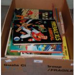 Box - assorted vintage childrens books and annuals to include TV Century 21 annuals, Les Aventures