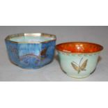 Two pieces of Wedgwood lustre ware to include a small tea bowl with mottled orange coloured