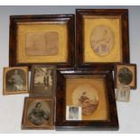 Early photography interest: a group of various photographs to include three wooden framed