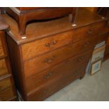a 19th century oak chest of two short over three long graduated drawers