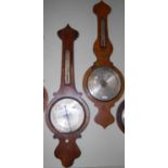 Two 19th century barometers, both with silvered dials