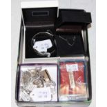 A collection of various pieces of assorted silver and white metal jewellery to include a silver