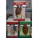 Three boxed Whyte & Mackay Royal Doulton whisky decanters, comprising one from A Series of