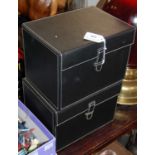 Two modern black jewellery/ trinket boxes