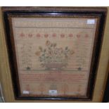 A George III needlework sampler by S. Shefford, aged 13, 1819, worked in ochre, red, green and