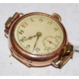 A vintage 9ct gold cased Trench watch, S. M. Co with Arabic numeral and subsidiary seconds dial,
