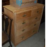 A late 19th / early 20th century pine chest of two short over three long drawers