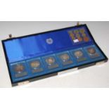 A cased set of Point 999 Fine Silver Proofs of the 1st to the 6th Commemorative medals issued by