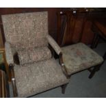 A 19th century Gainsborough armchair with floral needlework upholstery together with another