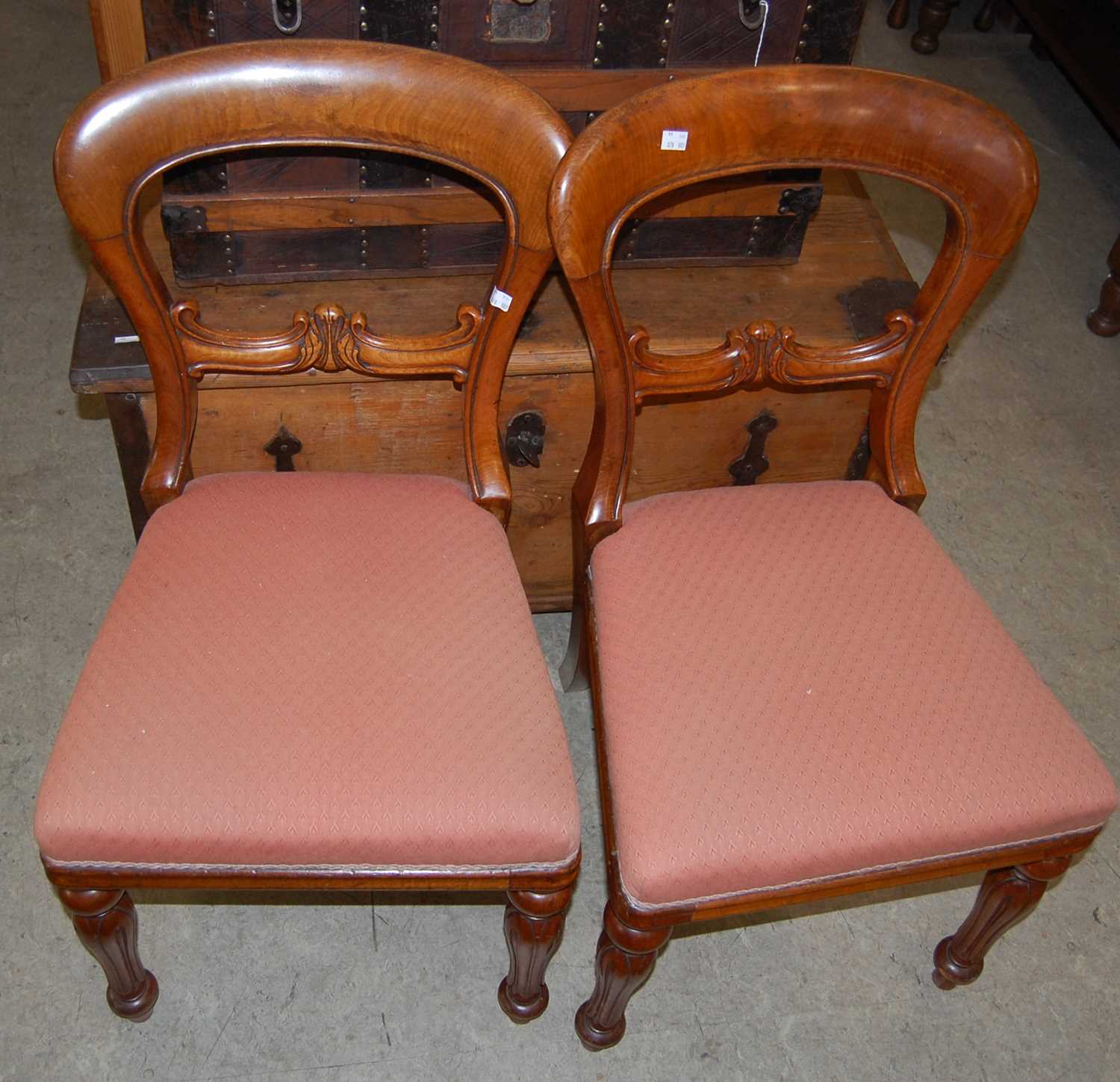 Two pairs of Victorian mahogany balloon back chairs, all with corresponding upholstered seats - Image 2 of 2